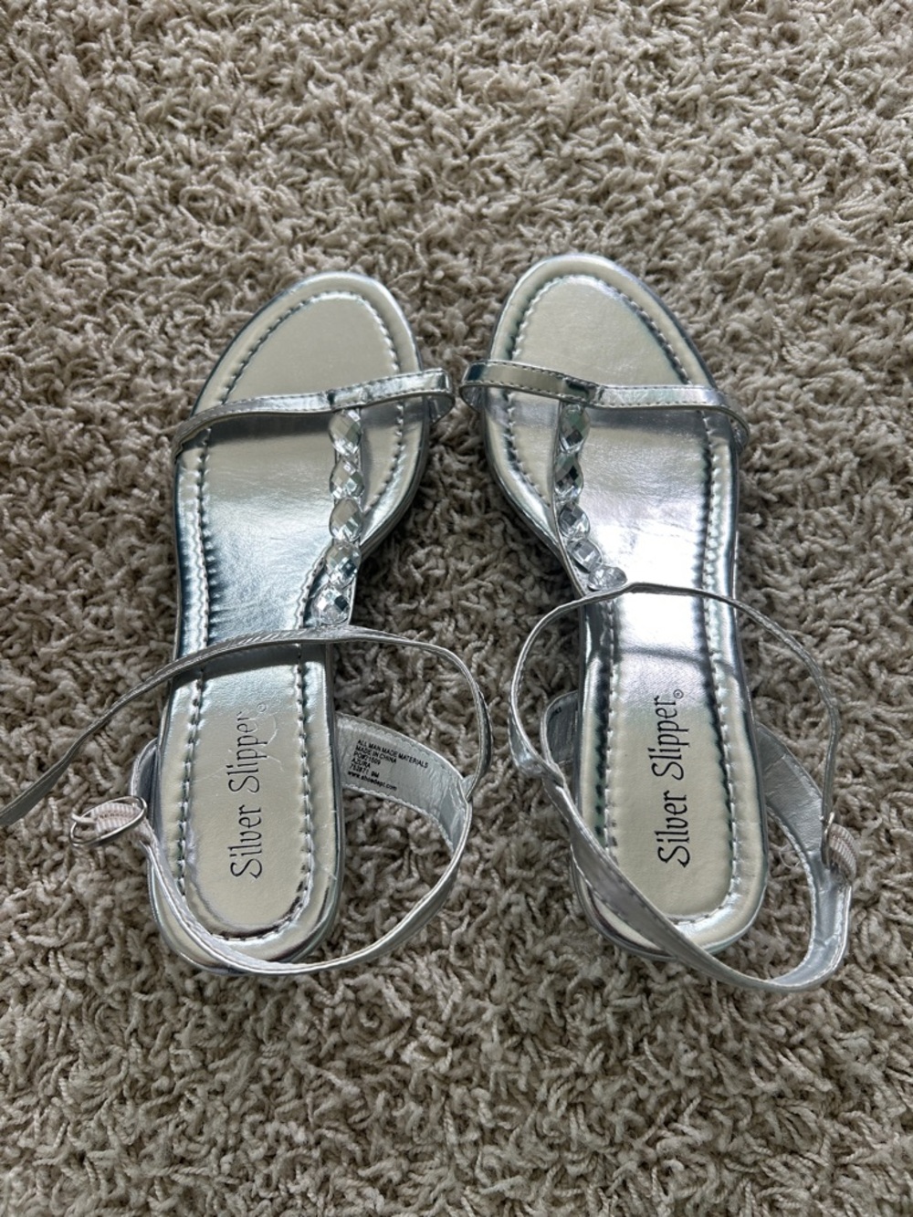 Silver Slipper Womens Size 9 Silver Heels